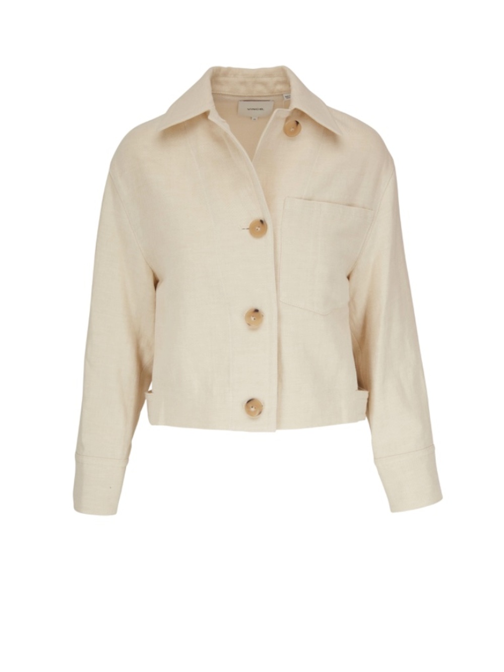 Vince Lemon Stone Cropped Twill Jacket Organic Cotton and Linen Blend